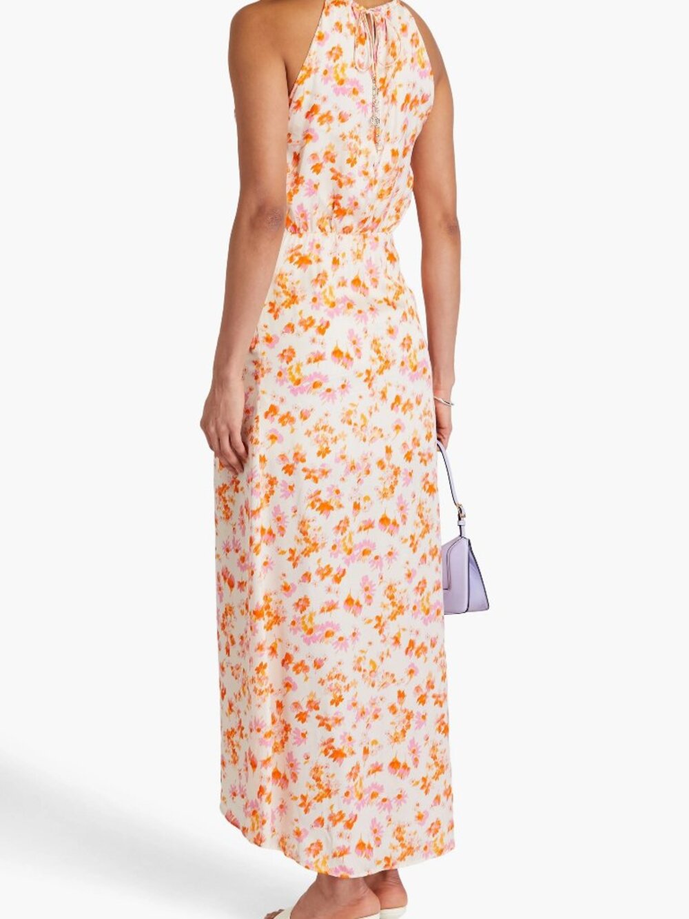 MAJE Rispring Maxi Dress Luxe Floral Airy Satin Halter Gown Party Flowy Stunner - Picture 14 of 16